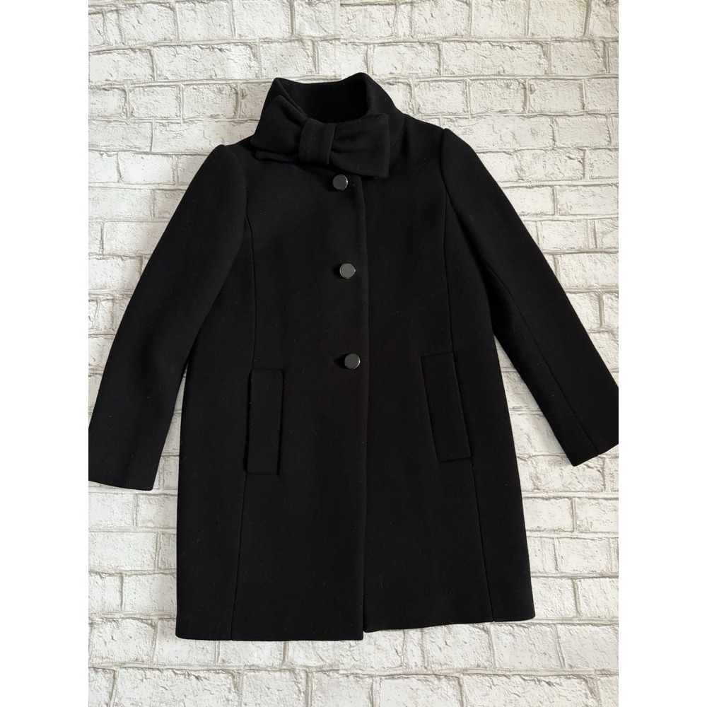 Kate Spade New York Wool Blend Peacoat Bow Neck Black Jacket Size 2